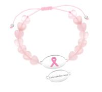 Tobestu Alma Inquebrantable Pulsera Cuarzo Rosa Corazón Cuentas - Joyería Lazo Rosa Para Survivor Cáncer de Mama YA6219