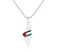 Tobestu Collar bandera chapado en platino - Colgante mapa nacional Palestina, joya patrimonial de apoyo a Palestina YA5138