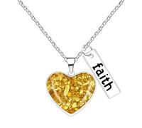 Tobestu Collar Colgante Corazón Hoja de Oro Semilla de Mostaza - Joyería Cristiana Amor Esperanza para Mujeres YA5507