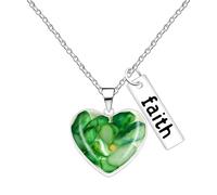 Tobestu Collar Colgante Corazón Verde Manzana Semilla de Mostaza - Joyería Cristiana de Aliento para Uso Diario o Especial YA5507