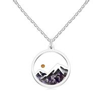Tobestu Collar de fe religiosa de piedra natural chapado en platino para mujeres y hombres, collares con colgante redondo de semillas de mostaza de montaña YA5071, Acero inoxidable, No es una piedra