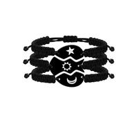 Tobestu Conjunto de 3 pulseras a juego para familia y amigos con luna, sol y estrella grabados en acero inoxidable Y4122