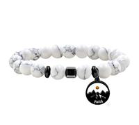 Tobestu Joyería de fe cristiana Pulseras espirituales de mostaza de montaña para mujeres - Pulsera de cuentas de turquesa blanca de 8 mm para oración Y4107