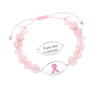Tobestu Lucha Como Una Guerrera Pulsera Lazo Rosa - Joyería Mujer Motivacional Conciencia Cáncer de Mama YA6219