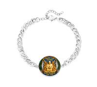Tobestu Pulsera blanca cubana esmaltada con dije del Papa - Pulsera de fe redonda YA5960