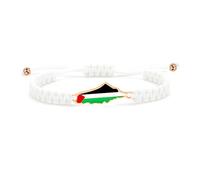 Tobestu Pulsera con cuerda blanca y dije chapado en oro rosa - Joyería de bandera Palestina - Accesorio ajustable para uso diario - YA5882