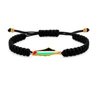 Tobestu Pulsera con cuerda negra y dije de mapa chapado en oro rosa Palestina - Joyería femenina llamativa - YA5882