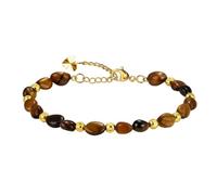 Tobestu Pulsera de Ojo de Tigre con Piedra Irregular y Cuentas Calabaza de Otoño - Estilo Bohemio Minimalista YA5871