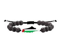 Tobestu Pulsera de Piedra Ojo de Gato con Colores de la Bandera de Palestina - Joyería con Encanto de Mapa para Concienciación sobre los Derechos Humanos YA6029