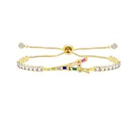 Tobestu Pulsera de tenis ajustable chapada en oro con detalles brillantes de CZ - Joyería chic inspirada en París YA5691