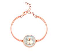 Tobestu Pulsera del Papa chapada en oro rosa - Cadena de fe católica con dijes de santos YA5952