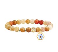 Tobestu Pulsera jade de seda dorada con dije hexagonal - Joyería cristiana de oración - Accesorio de semilla de mostaza hecho a mano YS5485