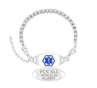 Tobestu Pulsera Médica Alergia a la Penicilina - Tennis Ajustable de Cristal Joyería Salud Duradera YA6003