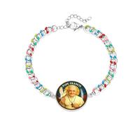 Tobestu Pulsera multicolor cubana esmaltada con dije del Papa - Símbolo de fe católica YA5960