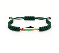 Tobestu Pulsera Palestina chapada en oro rosa - Cuerda verde - Joyería de bandera ajustable para uso diario - YA5882