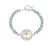Tobestu Pulsera verde cubana esmaltada del Papa - Joya religiosa católica ajustable para hombre YA5960