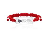 Tobestu Pulseras de Alerta Médica de Acero Inoxidable Pulsera de Alerta Médica Personalizada DIY en Rojo YS5833