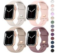 Tobfit 4 Pack Correa Compatible con Apple Watch Correa 38mm 40mm 41mm 42mm 44mm 45mm 49mm, Pulseras de Repuesto Deportivas Impermeable de Silicona Suave para iWatch Series 8 7 6 5 4 3 2 1 SE Ultra