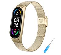 Tobfit Correa Compatible con Xiaomi Mi Band 6 / Xiaomi Mi Band 5 Correa, Pulsera de Acero Inoxidable de Metal Ajustable Mejorado para Xiaomi Mi Band 5 & Xiaomi Mi Band 6 Correas (Oro Champán)