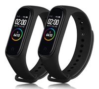 Tobfit Correa para Xiaomi Mi Band 4 / Xiaomi Mi Band 3 Mujer Hombre, 2 Pack Correas de Silicona Pulseras de Repuesto Deportiva Ajustable para Mi Smart Band 4/Mi Smart Band 3, Negro + Negro
