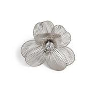 Tobias Anillo de hierro glamuroso grande 3D metal flor anillos para mujeres elegantes anillos de aleación de declaración con elegante diseño de pétalos para mujeres y niñas anillos grabados plata