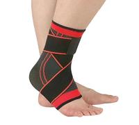 Tobillera 2 vendas presurizadas 3D, muñequera, deportes, gimnasio, bádminton, tobilleras, protectoras, correas para pies, cinturón elástico (rojo)