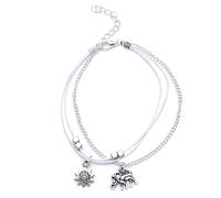 Tobillera bohemia multicapa con colgante de sol de elefante para mujer, joyería de pie para verano, descalzo, playa, tobillera duradera y moderna