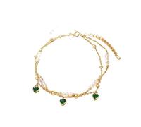 Tobillera con colgante - Cadena de pie de cuentas de cristal multicapa para mujer, talla única