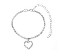 Tobillera de cobre para mujer, tobilleras de tenis con colgante de corazón de cristal, joyería para el pie para mujeres y mujeres, Circonia cúbica