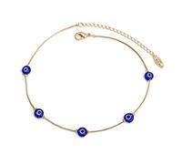 Tobillera de pie de Playa Delicada Ajustable, Pulsera de Tobillo con Cuentas turcas de Mal de Ojo Coloridas para Mujeres y niñas, joyería