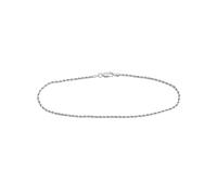 Tobillera de plata de ley 925 chapada en rodio con corte brillante, cadena de cuerda de rodio de 25 cm para mujeres y hombres, One Size, Metal Plata metal Rodio Plata, No es una piedra preciosa