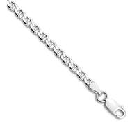 Tobillera de plata de ley 925 chapada en rodio de 3,15 mm con cadena plana Miami bordillo náutico náutico y ancla - Tobillera para mujer - Opciones de longitud: 25 23, Plata de ley