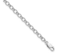 Tobillera de plata de ley 925 con cierre de pinza de langosta chapada en rodio, ovalada y redonda, regalo de joyería para mamá, 25 centimeters, Metal Plata metal Rodio Plata, No es una piedra preciosa