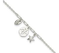 Tobillera de plata de ley 925 con conchas y extensión de 3 centímetros de longitud de 23 cm, regalo de joyería para mamá, talla única, Metal Plata metal Concha Plata, No es una piedra preciosa