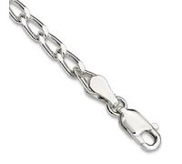 Tobillera de plata de ley 925 de 3,2 mm con cadena de eslabones alargados abiertos, 25 cm, regalo de joyería para mamá, talla única, Metal Plata Plata de ley, No es una piedra preciosa