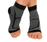 Tobillera deportiva para fascitis plantar, 2 pares, para tendinitis de Aquiles, dolor en las articulaciones, hinchazón, espolón del talón (negro, S-M)