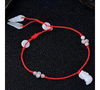 Tobillera Feng Shui Pulsera de Tobillo de Hilo Rojo Tobillera de Jade Natural para Mujer Tobillera de Nudo Chino Hecha a Mano Pulsera de Tobillo de la Suerte roja Talismán Ajustable para la Riqueza y