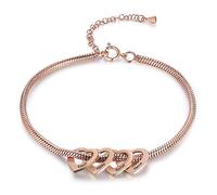 Tobillera para Mujer con Nombre Tobillera Personalizada con Colgante de Corazón Regalo para Mujer Día de la Madre Cumpleaños Navidad (Rosa-4)