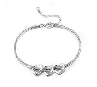 Tobillera para Mujer con Nombre Tobillera Personalizada con Colgante de Corazón Regalo para Mujer Día de la Madre Cumpleaños Navidad (Plata-3)