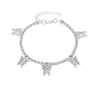 Tobillera para mujer de oro de 18 quilates/plata de ley pulsera de tobillo de tenis con cadena chapada en mariposa linda con extensión Gife para esposa chicaDurability