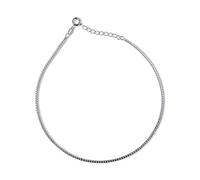 Tobillera veneciana de plata de ley 925, caja trenzada, eslabones cuadrados, cadena de tobillo, plata de ley 925, longitud grande ajustable de 9.5 pulgadas, 10.5 pulgadas, longitud extra grande de