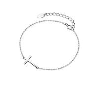 Tobilleras de cruz para mujeres, adolescentes, niñas, hombres, plata de ley 925, chapada en oro blanco, cadena ajustable lateral, clásica, delicada, pulsera de pie, pulsera de tobillo para bautizo,