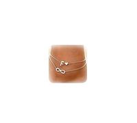 Tobilleras de plata con inicial infinita para mujer, tobilleras de corazón delicadas de plata de ley, pulseras de playa para vacaciones de verano, 7 pulgadas, metal, otros, 7", Metal, otro