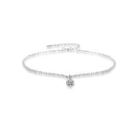 Tobilleras para mujer, con forma de corazón, de plata de ley, brillante, con circonita cúbica, cadena de pie de playa para verano, joyería de moda, collar elegante, talla única, Metal, No es una