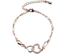 Tobilleras para mujer Pulsera de tobillo con corazón de plata de ley 925 Cubic Zirconia Oro rosa Verano BeaStylish Cadena al pie Regalo de vacaciones de verano para mamá Mujer Niña, talla