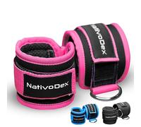 Tobilleras Poleas Gym (Pack 2) - Tobillera para Polea Acolchada - Uso Específico Tobillera y Hombro/Deltoides (Rosa)