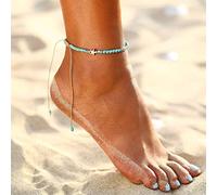 Tobilleras Wedity, tobillera de estrella azul turquesa, pulseras hechas a mano con cuentas, accesorios de playa, joyería trenzada para pies ajustable para mujeres y niñas