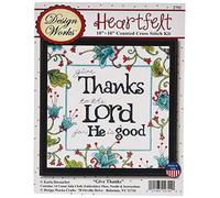 Tobin Design Works Crafts Heartfelt Give Thanks Counted Cross Stitch Kit Juego, Algodón, Multicolor, 10.25x0.25x7.75 Inches