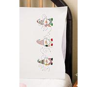 Tobin Design Works Crafts Par de Fundas de Almohada Bordadas con Estampado de gnomos navideños de 20 x 30 Pulgadas