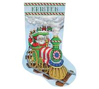 Tobin Design Works Crafts Santa's Train Cross Stitch Stocking Kit, 17" Long 14 Count